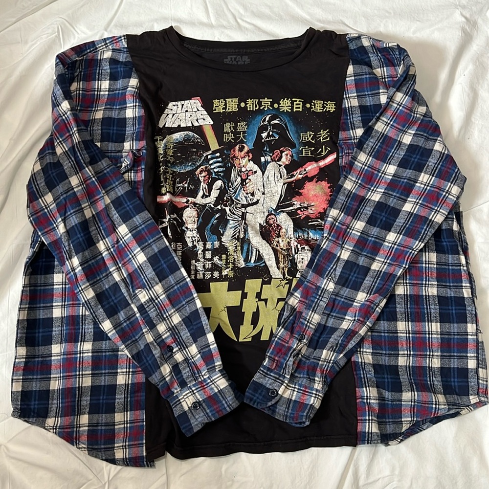 Star Wars Custom Flannel T-Shirt Men’s Size Large